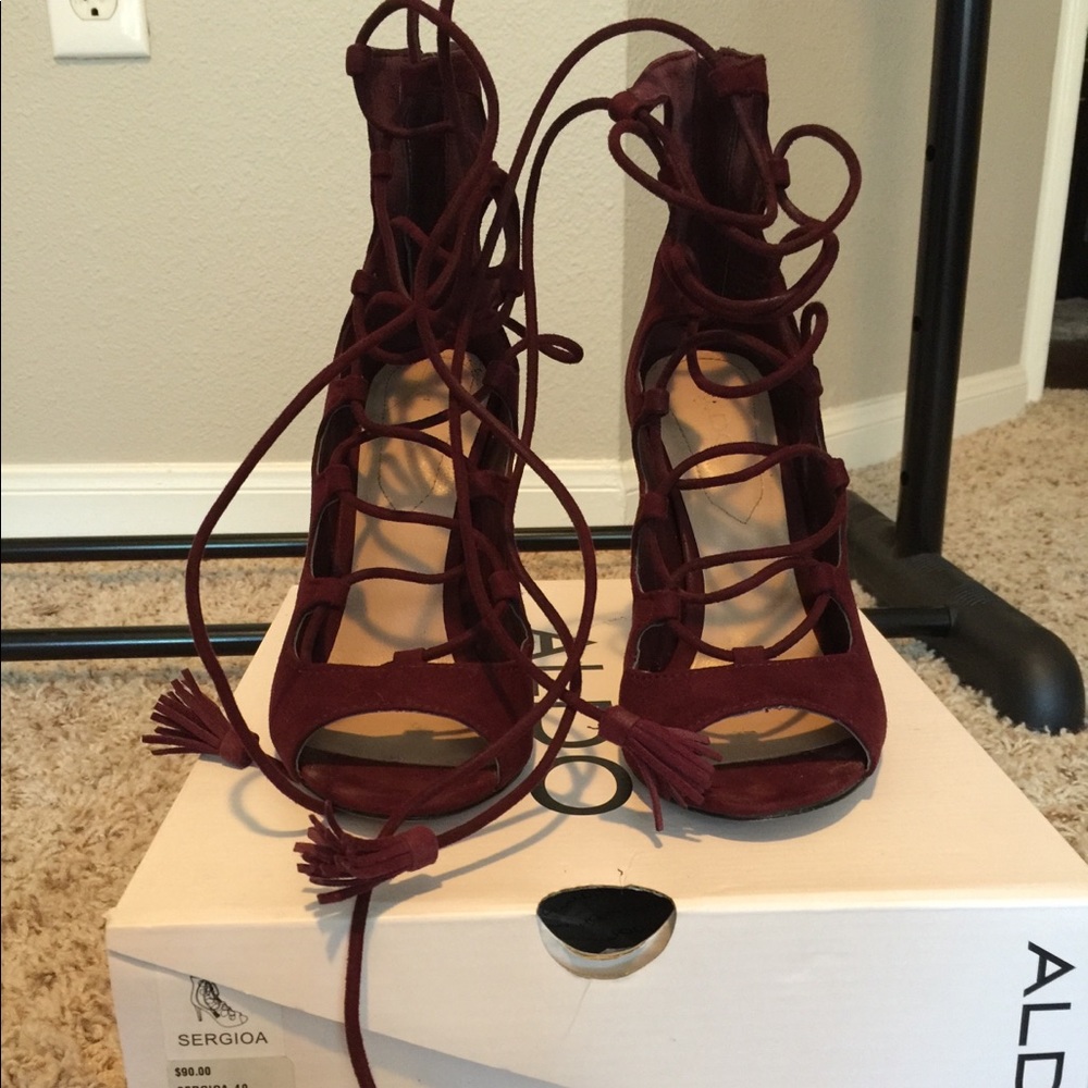 Aldo Plum Lace Up Heels